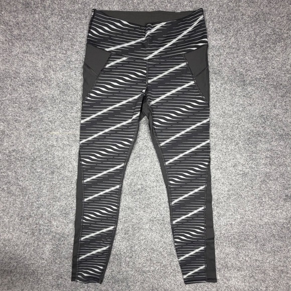 Athleta Pants - Athleta Womens Black White Abstract Print Mesh Pocket Athletic Leggings Size S